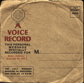 Postal envelope for a Voice Record